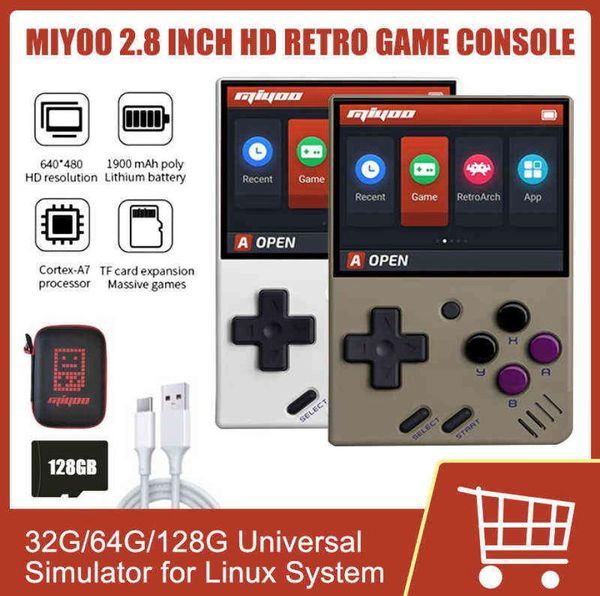 Miyoo 28-Zoll-Retro-Videospielkonsole, IPS-HD-Bildschirm, tragbare Mini-Spielekonsole, klassischer Handheld-Gaming-Emulator für FC GBA H226975869