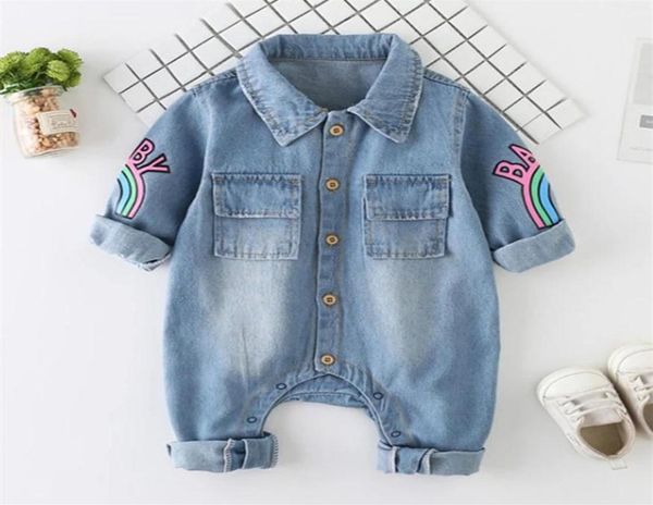 Neugeborenen Baby Strampler Denim Overall Für Frühling Baby Jungen Kleidung Herbst Baby Mädchen Jungen Kleidung Unisex Overalls 0 3 6 9M Kleidung2407649775