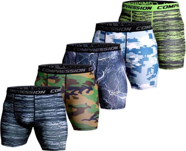 Shorts de compressão masculino com estampa 3d, meia-calça camuflada para musculação, shorts masculinos para academia, músculo vivo, elástico, calça de corrida 7404790