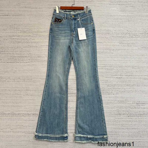 Damenjeans Nanyou CE Home 24 Frühfrühjahr Neue Triumphbogen-bedruckte Tasche Kontrastfarbe Pelzkante Hohe Taille Micro Rage Jeanshose QYB6