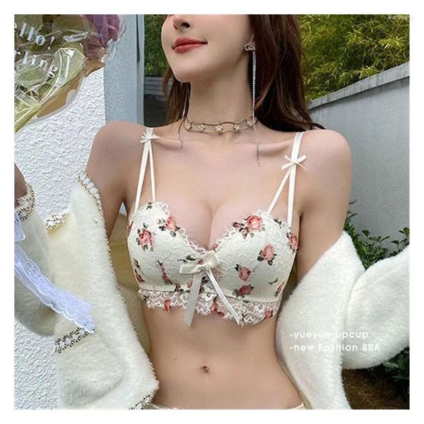 BHs Blumenunterwäsche für Frauen mit kleinen Brüsten Sammeln Sie sexy Spitzen-Bralette Push-Up-BH Mädchen ohne Stahlringe Brasieres weiblich