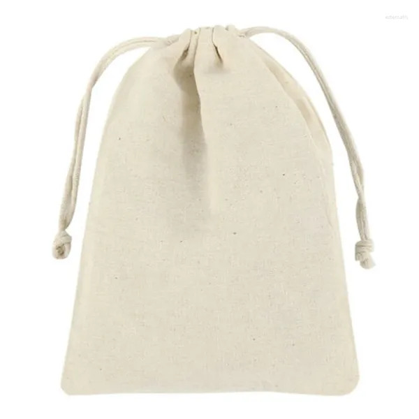 Depolama çantaları 25pcs küçük pamuklu çizim, yeniden kullanılabilir muslin bezi hediye şeker iyiliği çanta takı torbaları düğün diy zanaat sabunları otlar