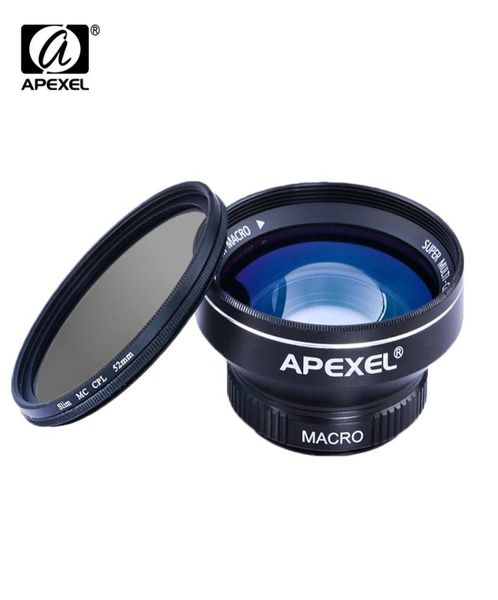 Kit fotocamera APEXEL 3 in 1 HD 063x WIDE MACRO con filtro CPL da 52 mm per iPhone 5s 6s Plus Xiaomi Samsung Galaxy S7 edge lens2120214