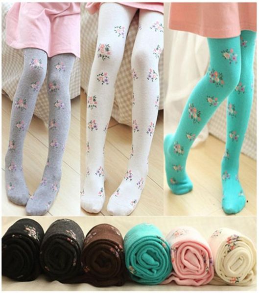Top qualidade menina collants meia outono primavera crianças floral algodão dança vestido meias de malha elástica leggings2215494