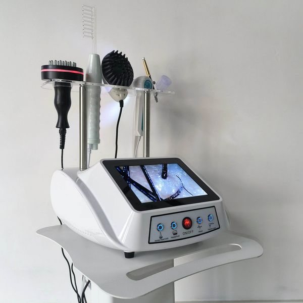 Máquina de crescimento capilar para cuidados com o couro cabeludo, com análise de detecção de folículo capilar, nano spray, massagem vibratória de alta frequência