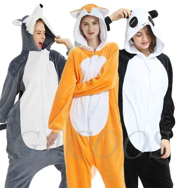 Pigiama animale unicorno adulti pigiameria invernale Kigurumi lupo panda unicornio pigiama donna tutina costumi anime tuta 2109155560791