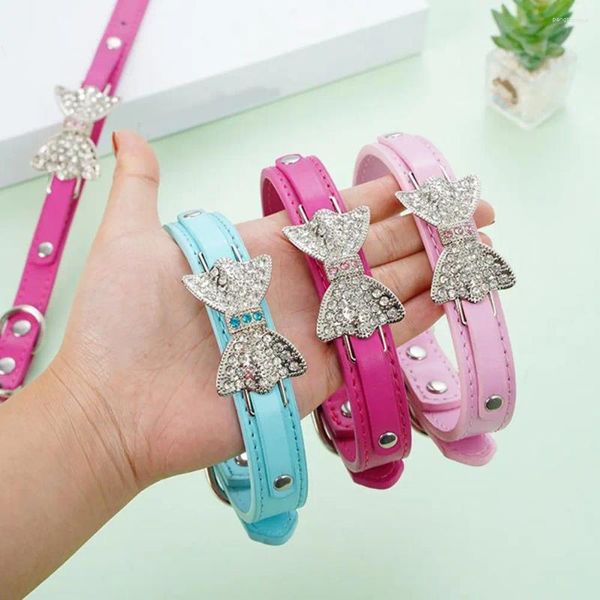 Coleiras de cachorro colar bowknot tamanho ajustável espumante filhote de cachorro strass fivela de metal moda cães suprimentos para animais de estimação