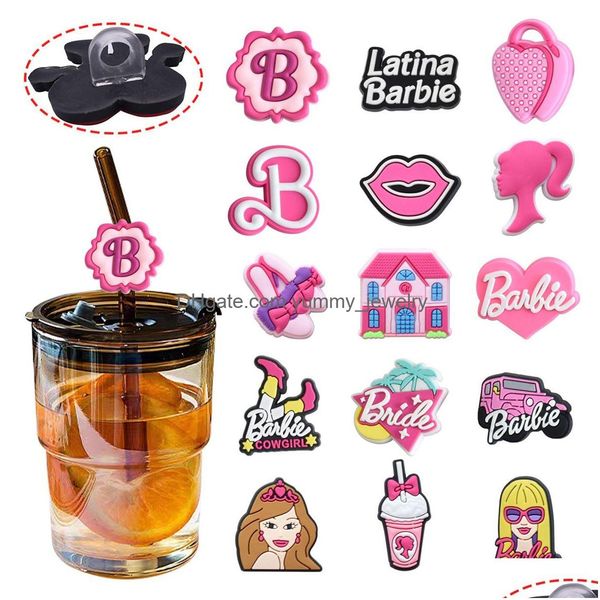 Drinking Sts 30 Colori Ragazza Principessa Sile St Toppers Accessori Er Charms Riutilizzabile Antispruzzo Tappo Antipolvere Decorativo 8Mm Party Drop De Otjwr