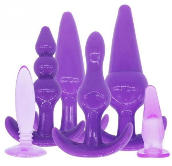 6 pezzi set lotto TPR lunghi giocattoli del sesso anale tappi morbidi per le donne Blackpink perline sexy per adulti Butt Plug con 4276130