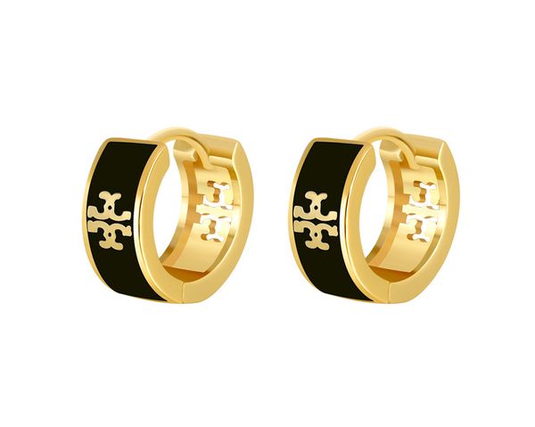 Donne Orecchini Huggie a smalto 18K Clip auricolari in ottone coperto d'oro