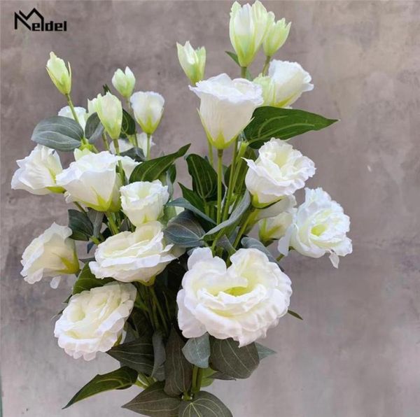 Hochzeitsblumen Meldel DIY Blumenstrauß Künstliche Blume Seide Lisianthus Home Party Tischdekoration Gefälschte Rosenanordnung2163869