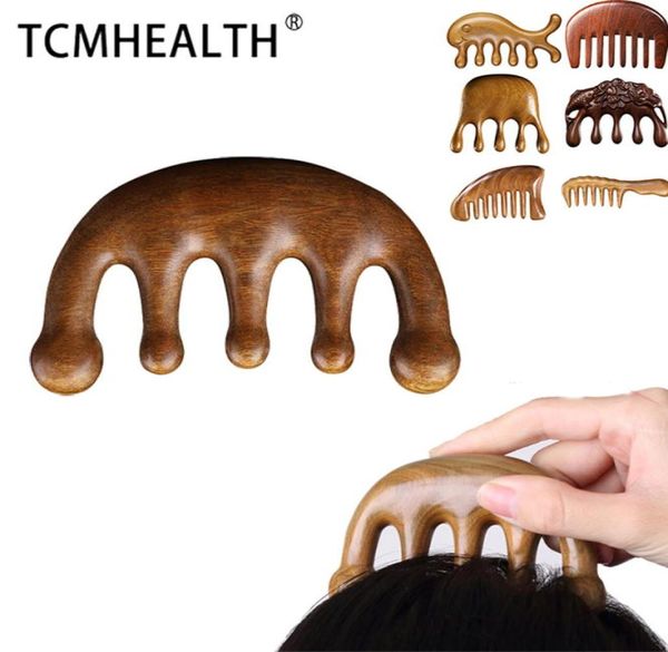 Spazzole per capelli in legno naturale Testa per massaggio a denti larghi Pettine meridiano Trattamento per capelli cuoio capelluto da donna Pettini in legno Men039s Perdita speciale p9373162