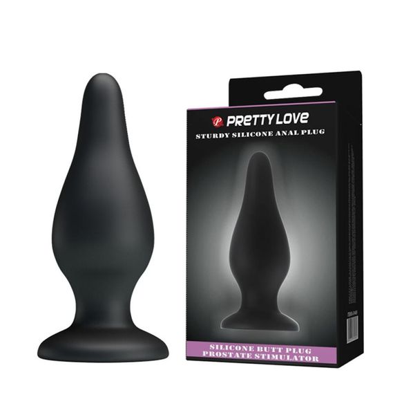 Pretty Love 15455mm großer Silikon-Buttplug für Erwachsene, schwarzes Analsexspielzeug mit starker Saugbasis, Sexprodukte für Paare q8380977