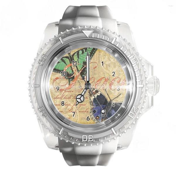 Orologi da polso Moda Trasparente Silicone Orologio bianco Colore Farfalla animale Orologi Sport al quarzo da uomo e da donna