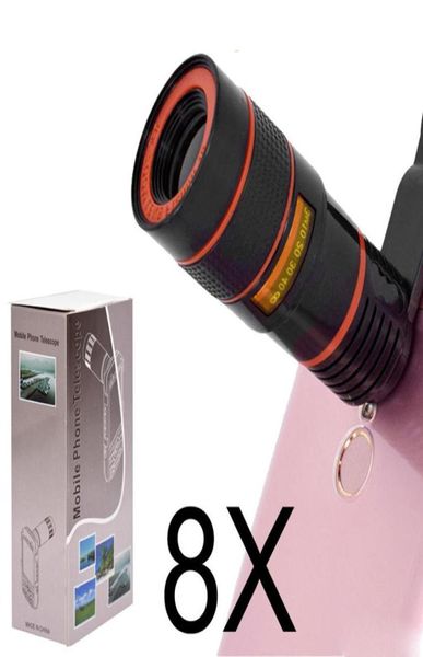 Obiettivo del telescopio zoom 8X Obiettivo del telefono Fotocamera ottica universale Obiettivo del telefono con clip per Iphone Samsung LG HTC Sony Smart6916663