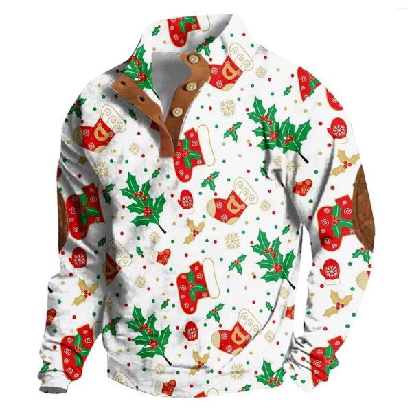 Hoodies masculinos impressão de natal casacos inverno quente camisola jaquetas para homem casaco casual streetwear manga longa navidad roupas