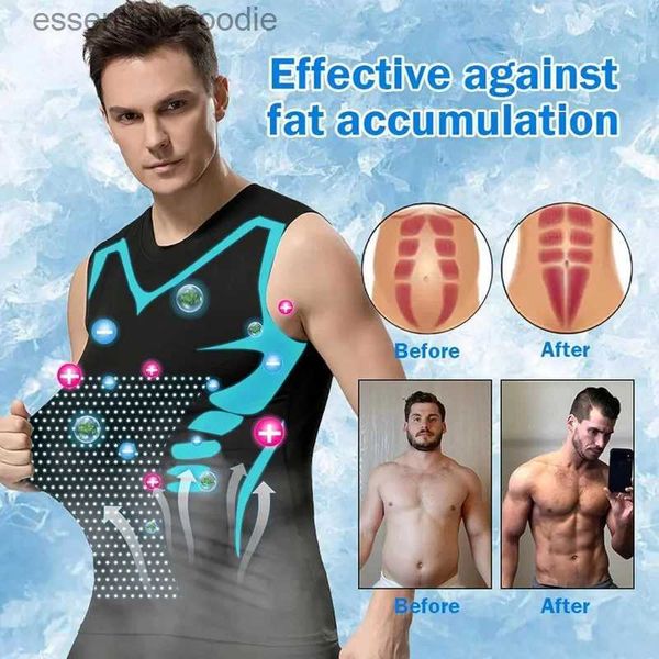 Erkekler Vücut Shapers Shapewear Erkekler Buz-Silkülme Zayıflama İyonik Şekillendirme Yelek Vücut şekillendirici Sıkıştırma T-Shirts Tank Üstü Karın Kontrol Fitness Gömlek24315