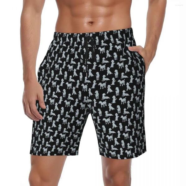 Shorts masculinos Board Diamond Poodle Bling Casual Swim Trunks I Love Dog Fast Dry Sports Surf Trendy Plus Size Calças Curtas