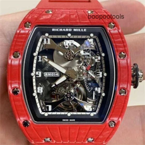 Cronógrafo Relógio Automático Richardmill Relógios de Pulso de Luxo Richardmill Mens Manual Mecânico 45x389mm Tourbillon Mens Watch RM014 Red Devil Asia Limite W9FB 9