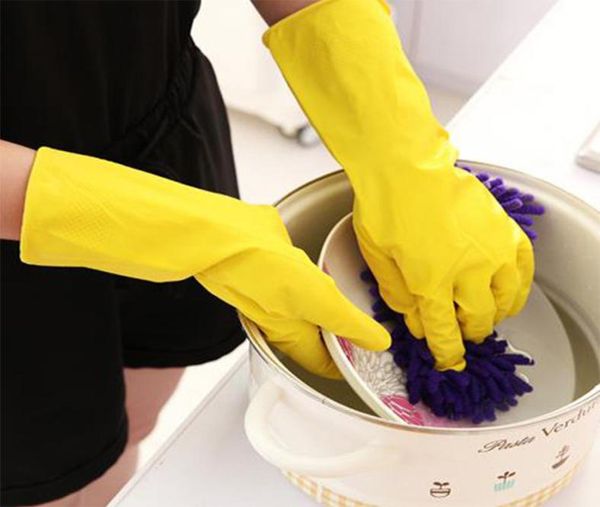 Чистящие перчатки Ежедневный уход за кожей Латексные перчатки для работы по дому Нескользящие перчатки для чистки белья и мытья посуды Сплошной цвет XG00837700585