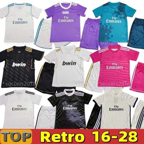 2017 2018 reali mADRIds Maglie da calcio retrò per bambini KAKA GUTI RONALDO Ramos 11 12 13 14 15 16 BENZEMA ZIDANE Beckham RAUL Kit maglia da calcio vintage FIGO VIN JR SEEDORF