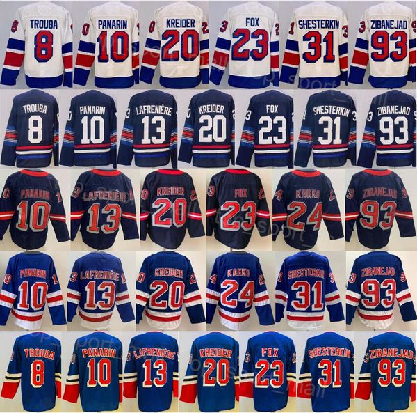 2024 Stadium -Serie Hockey Männer 31 Igor Shesterkin Jersey 10 Artemi Panarin 20 Chris Kreider 23 Adam Fox 8 Jacob TrouBa Alexis LaFreniere Mika Zibanejad Ryan