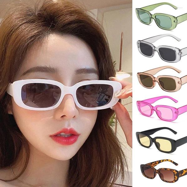 Óculos de sol 2024 mulheres quadradas viajar pequeno retângulo óculos de sol moda feminina retro lunette de soleil femme