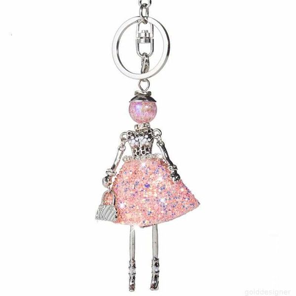 Chaveiros de designer Hocole moda cristal bonito boneca strass chaveiro saco encantos pingente de carro para mulheres bolsa chaveiros f3cq