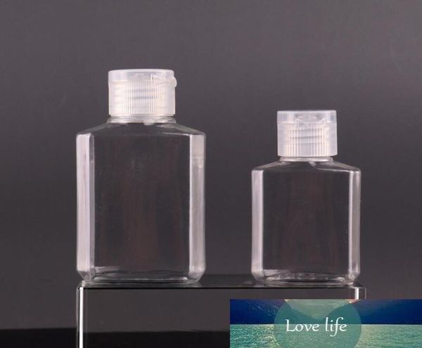 Bottiglia di plastica PET vuota da 30 ml 60 ml con tappo a scatto Bottiglia di forma quadrata trasparente per gel disinfettante per le mani monouso fluido per trucco9407229