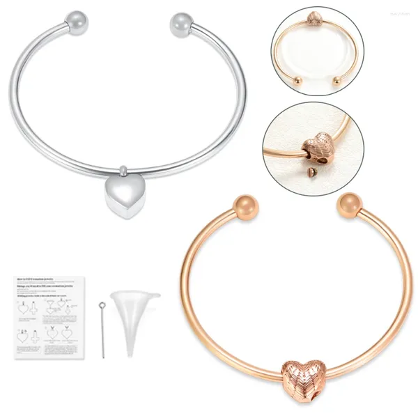 Bracciale per cremazione ceneri gioielli piccole urne braccialetto ciondolo urna a cuore per memoriale umano/animale domestico donna uomo aperto personalizza