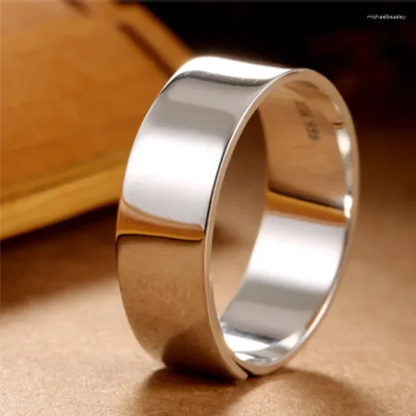 Кольца-кластеры ZABRA, однотонное чистое серебро 999 пробы, 7 мм, открытие, женское и мужское обручальное кольцо, винтажное полированное регулируемое летнее модное ювелирное изделие