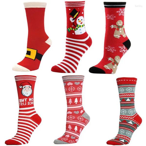 Женские носки, зимние рождественские мужские чулки средней длины, годовые рождественские елочные снежинки, хлопковые забавные подарочные носки для сна