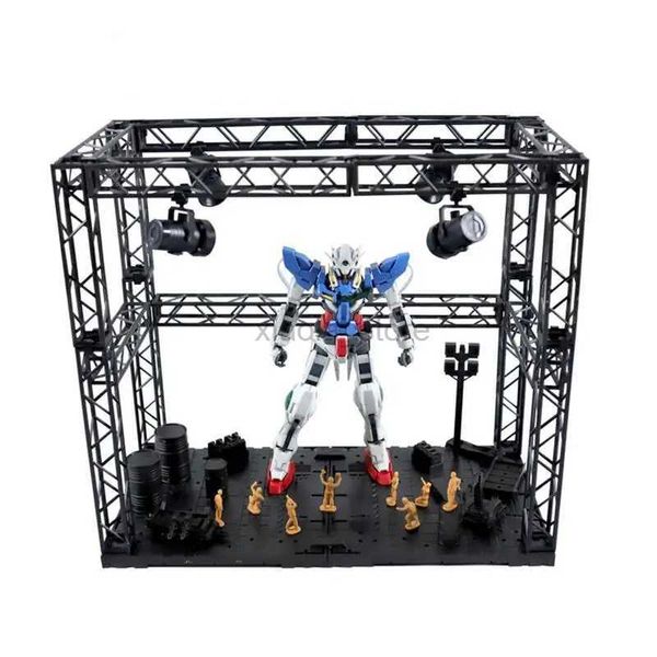 Transformationsspielzeug Roboter Garage Frontline Bühnensockel für Gundam Robotermodell Charakterzubehör Hobby Systemsockel Universalbühne mit Lampe 2400315