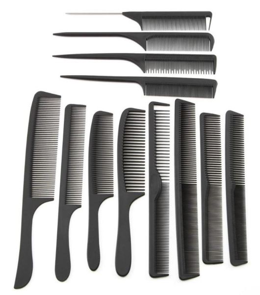 Pente de corte de cabelo preto com 12 estilos inteiros, pente de cabelo de carbono, design diferente, pro salão de beleza, barbeiro, ferramentas de estilo 8452929