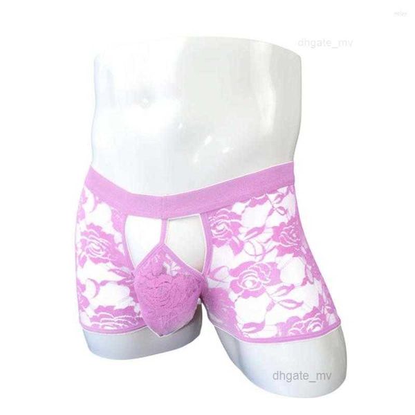 Cuecas masculinas cuecas de renda aberta-arquivo calças de perna plana sexy boxer shorts transparente sissy calcinha gay boxershorts erótico