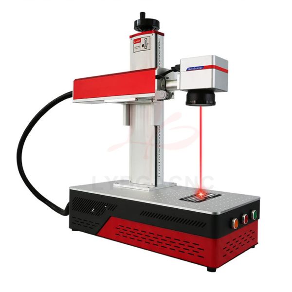 Scanner Galvo da tavolo in stile rosso-nero Sistema di allineamento Laser a fibra ottica Targhetta per marcatura Macchina per incisione Aggiornamento compatibile Asse di rotazione