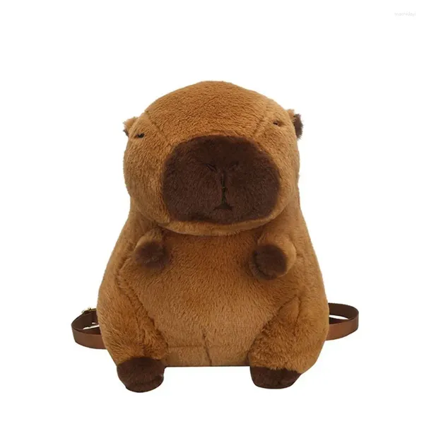 Mochilas escolares Capivara Mochila de pelúcia Boneca fofa Bolsa Animais Desenhos animados Estudantes Meninas