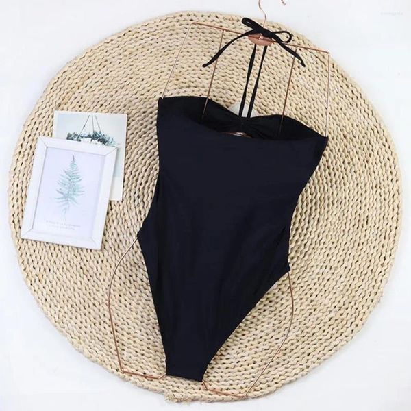 Roupa de banho feminina feminina maiô de uma peça elegante coleção monokini sexy halter sólido alta melhor qualidade melhor qualidade