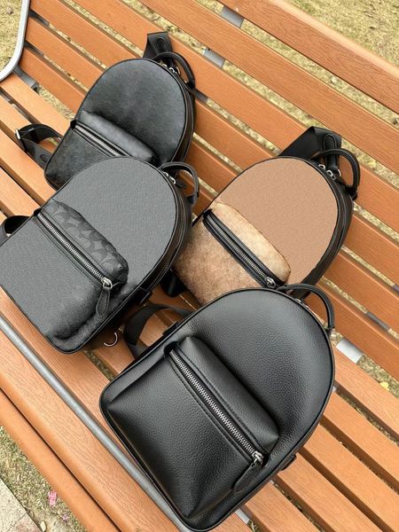 Charter moda lüks tasarımcı çanta mektup logo fermuar çıkarılabilir ayarlanabilir omuz askısı buzağı derisi crossbody göğüs çantası erkek klasik siyah