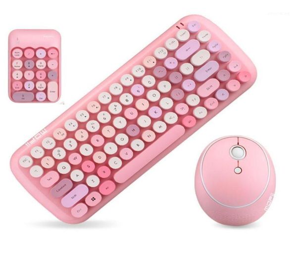 Комплекты беспроводной клавиатуры и мыши Jelly Comb для настольного ноутбука, ноутбука, ноутбука, 24G, беспроводной цифровой блок, розовая клавиатура и мышь для девочек12213203