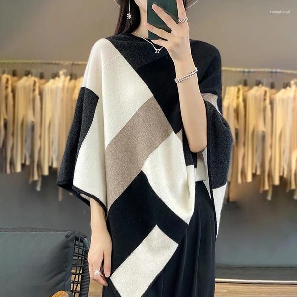 Шарфы Продажа продукта Шерстяная женская шаль соответствующего цвета Вязание Модный универсальный пуловер с круглым вырезом Pure Shaw