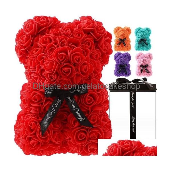 Flores decorativas grinaldas artificial rosa urso teddy para mulheres namorada aniversário natal namorados presentes entrega gota ho dh0gp