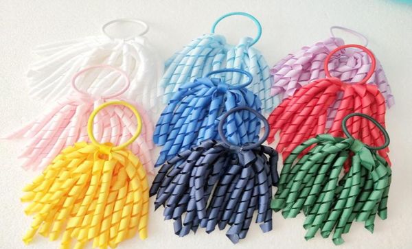 Ragazza Korker Coda di cavallo Bobbles Nastri ricci Stelle filanti Archi per capelli Con elastico Corker Archi per capelli 5 pollici Korkers Cravatte per capelli 100 PZ PD0023612780