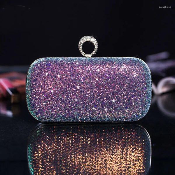 Kordelzug Mode Pailletten Box Frauen Abend Clutch Bag Lady Sparkly Design Party Glänzende Handtaschen Kette Schulter Umhängetaschen Kleine Geldbörsen