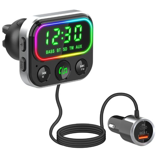 FM-Transmitter BC79-kompatibles BT5.0-Autoladegerät Car Kit MP3-Musik-Audio-Player Freisprechen Dualer USB-Anschluss