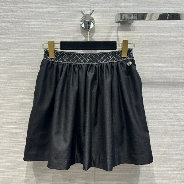 Designer pista 2024 verão elasticidade bordado preto elegante saia feminina cintura alta a linha senhora midi saia