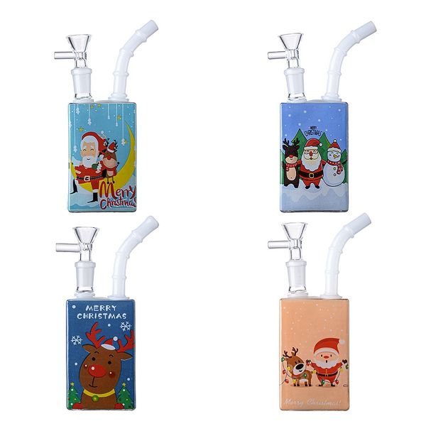 Wasserpfeife Weihnachtsstil Glasbong Getränkeflasche Shisha Mini Kleine Rigs Weihnachten 14mm Innengelenk WP21103