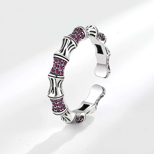 Новое модное открытое женское кольцо с бамбуковым узлом и бриллиантами с ярким светлым роскошным дизайном в Instagram для кольца на указательном пальце