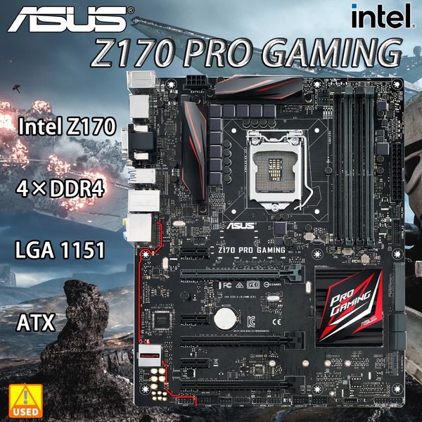 1151 Motherboard ASUS Z170 PRO GAMING Motherboard DDR4 7. 6. Generation Core i7 i5 i3 CPU 64GB 3400OC Speicher Intel Z170 USB3.0 M.2 240306