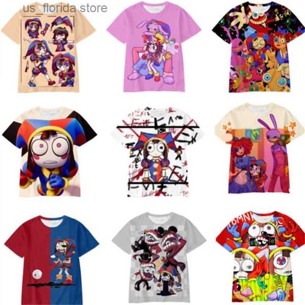 Homens camisetas O incrível circo digital anime 3d gráfico camisetas para homens mulheres roupas casuais moda curta slve strtwear solto ts y240321